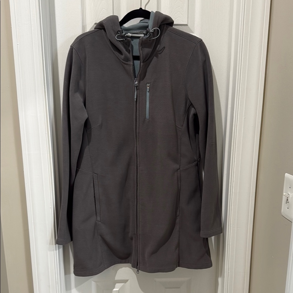 Athleta Gray Hooded Zip-Up Jacket